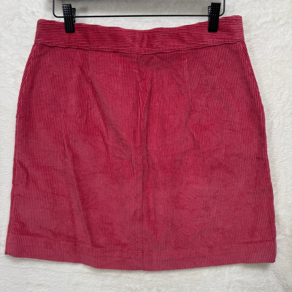 GAP Corduroy‎ Mini Skirt Womens 8 Pink Full Zip Front Cotton A-Line Magenta
